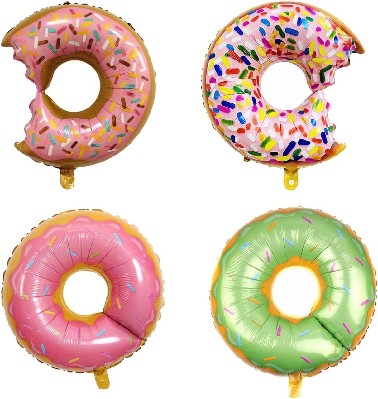 4PCS Donut Foil Balloons Kit Large Multicolor Sprinkle Aluminum Film Balloons for Baby Shower Donut Themed Party Birthday Decoration